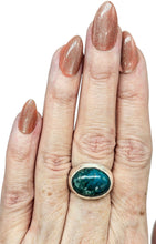 Load image into Gallery viewer, Chrysocolla Ring, Size 7, Sterling Silver, Oval Shaped, Turquoise Blue Gem, Communication Stone