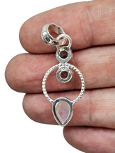Load image into Gallery viewer, Rainbow Moonstone &amp; Blue Topaz Pendant, Sterling Silver, June and December Birthstones, Ethereal Blue Fire - GemzAustralia 