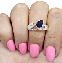 Load image into Gallery viewer, Art Nouveau Iolite Ring, Size 8, Sterling Silver, Water Sapphire, Blue Violet Gemstone, Connects to Angels, Viking's Compass