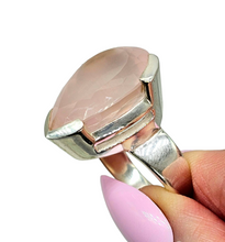 Load image into Gallery viewer, Rose Quartz Ring, Size 6.75, Sterling Silver, Pear Shape, 20 Carats, Love Stone, Unconditional Love, Pink Gem