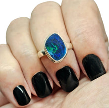 Load image into Gallery viewer, Opal Doublet Ring, Size 6.25, October Birthstone, Sterling Silver, Good Luck Stone, Blue Green Opal, 14th Anniversary Stone