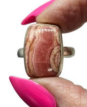 Load image into Gallery viewer, Rhodochrosite Ring, Rectangle Shaped, Size 10, Sterling Silver, Rosa Del Inca Gemstone, Raspberry Pink Crystal, Compassionate Heart Stone