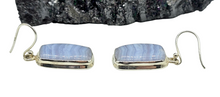 Load image into Gallery viewer, Blue Lace Agate Earrings, Rectangle Shape, Sterling Silver, Communication Stone, Confidence Stone, Gemini &amp; Pisces Zodiac Gem - GemzAustralia 