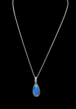 Load image into Gallery viewer, Faceted Blue Labradorite Pendant, Sterling Silver, Teardrop Shape, Mystical Magical Gemstone, Companion through Change, Strength - GemzAustralia 