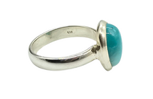 Load image into Gallery viewer, Pear Peruvian Amazonite Ring, Size 7, Sterling Silver, Seafoam Blue Green Colour, Amazing Natural Gemstone, Serenity Stone, Relaxation Gem - GemzAustralia 