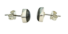 Load image into Gallery viewer, Labradorite Studs, Rectangle Shaped, Sterling Silver, Blue Labradorite, Mystical Magical Stone, Companion through Change - GemzAustralia 