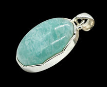 Load image into Gallery viewer, Peruvian Amazonite Pendant, Sterling Silver, Natural glowing seafoam blue green colour, amazing natural Gemstone