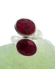 Load image into Gallery viewer, 11 carat Ruby Ring, Size 8.5, 40th Anniversary Stone, Sterling Silver, July Birthstone, Oval Faceted, Energy Stone