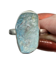 Load image into Gallery viewer, Raw Aquamarine Ring, Size 9, March Birthstone, Sterling Silver, Courage Gem, Communication with the Divine