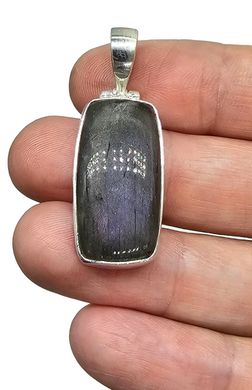 Rectangle Purple Labradorite Pendant, Sterling Silver, Magical Gem, Trust Stone, Mystical Gemstone, Third eye chakra - GemzAustralia 