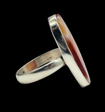 Load image into Gallery viewer, Oval Botswana Agate Ring, Size 7 3/4, Sterling Silver, The Stone of Change, Orange &amp; White banded Gemstone,  Harmony Stone