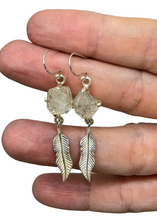 Load image into Gallery viewer, Raw Herkimer Diamond Feather Earrings, April Birthstone, Sterling Silver, Rough Gemstones, Spiritual Energy - GemzAustralia 