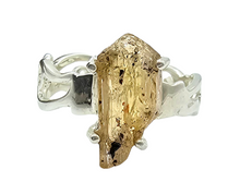 Load image into Gallery viewer, Imperial Topaz Ring, Size 7 3/4, Sterling Silver, Raw Gem, Filigree Band, Manifestation Stone, Solar Plexus Chakra, Rare Variety of Topaz