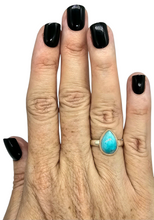 Load image into Gallery viewer, Pear Peruvian Amazonite Ring, Size 7, Sterling Silver, Seafoam Blue Green Colour, Amazing Natural Gemstone, Serenity Stone, Relaxation Gem - GemzAustralia 