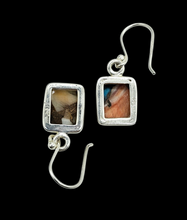 Load image into Gallery viewer, Rectangle Oyster Turquoise Earrings, Sterling Silver, Orange Spiny Oyster Shell, Blue Turquoise, Copper Earrings - GemzAustralia 