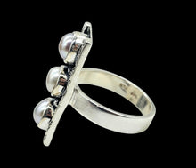 Load image into Gallery viewer, Rectangle Freshwater Pearl Ring, Size 7, Sterling Silver, June Birthstone, Truth Stone, Oxidized
