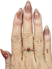 Load image into Gallery viewer, Sponge Coral Ring, Size 7.75, Diamond Shaped, Sterling Silver, Orange/Red, Love &amp; Prosperity Stone, Peace Stone