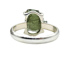 Load image into Gallery viewer, Raw Moldavite Ring, Size 7, Sterling Silver, Meteorite Stone, Forest green / Olive green Gem, Holy Grail Stone