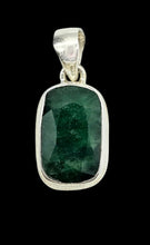 Load image into Gallery viewer, Seven Carat Emerald Pendant, Sterling Silver, May Birthstone, Rectangle, Inspiration Gem,  Action Stone, Infinite Patience