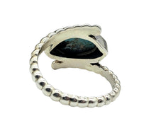 Load image into Gallery viewer, Marquise Turquoise Ring, Size 6.5, December Birthstone, Sterling Silver, Protection Stone, Bohemian Split Band
