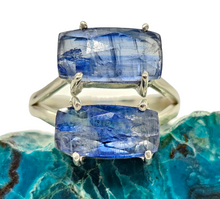 Load image into Gallery viewer, Kyanite Ring, Size 7, Emerald Faceted, 16 carats, Sterling Silver, Gemstone for Negotiation &amp; Communication