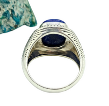 Load image into Gallery viewer, Men's Lapis Lazuli Ring, Size 13, Sterling Silver, Bold Oversized Rectangle Shape, Protection Gemstone