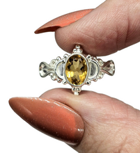 Load image into Gallery viewer, Vintage Bohemian Citrine Ring, Size 8, Sterling Silver, Oval Faceted, November Birthstone, Abundance Gem - GemzAustralia 