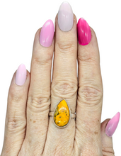 Load image into Gallery viewer, Bumblebee ring, Size P 1/2, Sterling Silver, Pear Shape, Eclipse Jasper, Fumarole Jasper, Bright Yellow, Orange &amp; Black Gemstone - GemzAustralia 