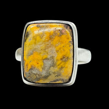Load image into Gallery viewer, Rectangle Bumblebee Jasper ring, Size 7, Sterling Silver, Eclipse Jasper, Bright Yellow, Orange &amp; Black Gemstone, New Beginnings