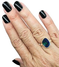 Load image into Gallery viewer, Opal Doublet Ring, Size 6.25, October Birthstone, Sterling Silver, Good Luck Stone, Blue Green Opal, 14th Anniversary Stone