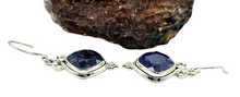 Load image into Gallery viewer, Australian Blue Sapphire Earrings, 10.5 carats, Sterling Silver, Diamond faceted, September Birthstone, Wisdom Stone, Love Stone