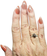 Load image into Gallery viewer, Solid Australian Black Opal Ring, Size 6, Sterling Silver, Oval Shaped, October Birthstone, Aura Gemstone, Psychic Stone, Genuine