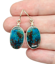 Load image into Gallery viewer, Statement Oval Chrysocolla Earrings, Sterling Silver, Rich Ocea Blue Gemstone, Communication Stone - GemzAustralia 
