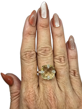Load image into Gallery viewer, Cushion Cut Citrine Ring, Size 8, Sterling Silver, 10 carats, Wealth Gem, November Birthstone, 13th Anniversary Gemstone - GemzAustralia 