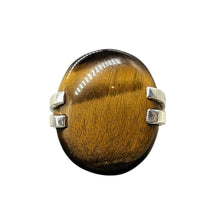 Load image into Gallery viewer, Oval Tiger's Eye Ring, Size 13, Sterling Silver, Kundalini Awakening, Courage Gemstone, Protection Amulet, Leo Zodiac