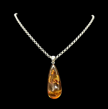 Load image into Gallery viewer, Cognac Amber Pendant, Sterling Silver, Millions of years old, Fossilized Tree Resin, Balance Gem, Wisdom Gem, Genuine