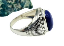 Load image into Gallery viewer, Men's Lapis Lazuli Ring, Size 13, Sterling Silver, Bold Oversized Rectangle Shape, Protection Gemstone
