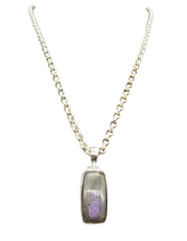 Load image into Gallery viewer, Rectangle Purple Labradorite Pendant, Sterling Silver, Magical Gem, Trust Stone, Mystical Gemstone, Third eye chakra - GemzAustralia 
