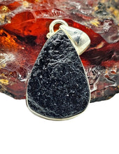 Load image into Gallery viewer, Black Tourmaline Pendant, Sterling Silver, Rough Gemstone, October Birthstone, Schorl Gemstone, Grounding Stone, Good Luck Stone