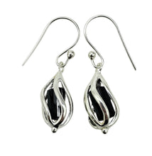 Load image into Gallery viewer, Black Tourmaline Cage Earrings, Sterling Silver, Raw Gemstones, Schorl Earrings