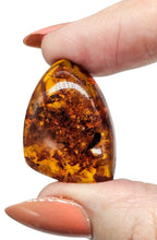 Load image into Gallery viewer, Triangle Baltic Amber Ring, Adjustable Size, Solid 925 Sterling Silver, Fossilized Tree Resin, Cognac Colour