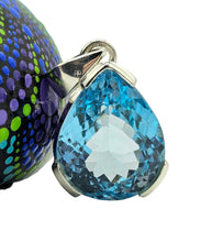 Load image into Gallery viewer, AAA+ Swiss Blue Topaz Pendant, 44 carats, Sterling Silver, Pear Faceted, December Birthstone, Bright Blue Gemstone - GemzAustralia 