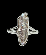 Load image into Gallery viewer, Biwa Pearl Ring, Size 9.25, Sterling Silver, June Birthstone, Highly Lustrous Pearl, Freshwater Pearl, Irregular Pearl
