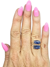 Load image into Gallery viewer, Kyanite Ring, Size 7, Emerald Faceted, 16 carats, Sterling Silver, Gemstone for Negotiation &amp; Communication