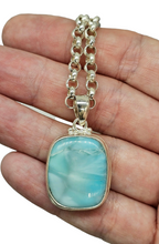 Load image into Gallery viewer, Rectangle Shaped Larimar Pendant, Dolphin Stone, Stone of Atlantis, Sterling Silver, Spiritual Gemstone, Fire &amp; Water Elements, Volcanic Gem