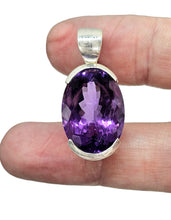 Load image into Gallery viewer, AAA Amethyst Pendant, 25 carats, Oval Shaped, Sterling Silver, February Birthstone, Spiritual Stone, Natural Gemstone, Deep Purple Amethyst
