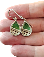 Load image into Gallery viewer, Green Mojave Turquoise Earrings, Pear Shaped, Sterling Silver, Protection Stone, Connects with Great Spirit of the Sky, Power Stone