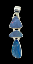 Load image into Gallery viewer, Australian Opal Pendant, Sterling Silver, October Birthstone, Blue, Red, Green Opal, Precious Gemstone, Pure Energy, Lucky Gem - GemzAustralia 