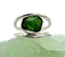 Load image into Gallery viewer, Raw Chrome Diopside Ring, Size 7, Siberian Emerald Gem, Sterling Silver, Holds Mysteries of the Universe - GemzAustralia 