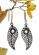 Load image into Gallery viewer, Citrine Earrings, Leaf Design, Sterling Silver, November Birthstone, Luck &amp; Fortune Stone, Wealth and Success Stone